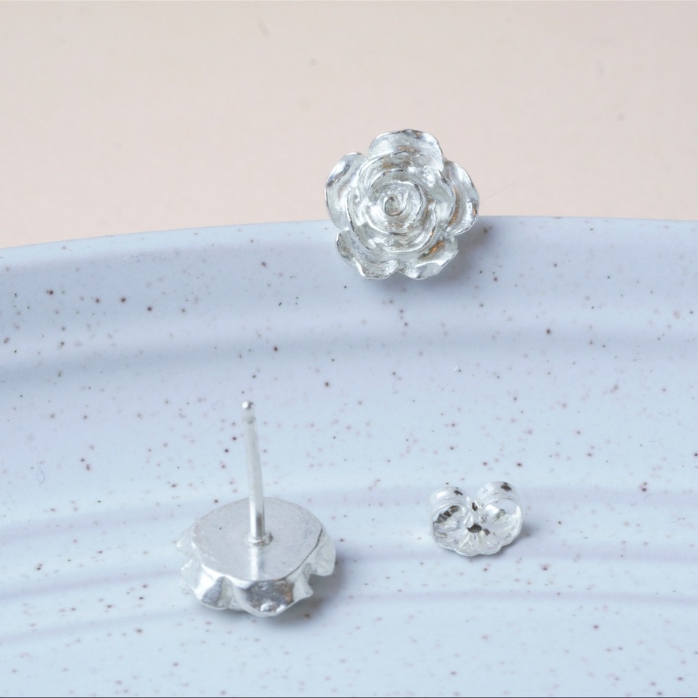 Ladies Dainty Cherry Blossom Detailed Post Stud 925Sterling Silver Plated - Picture 6 of 13